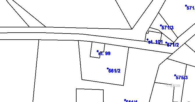 Parcela st. 99 v KÚ České Milovy, Katastrální mapa