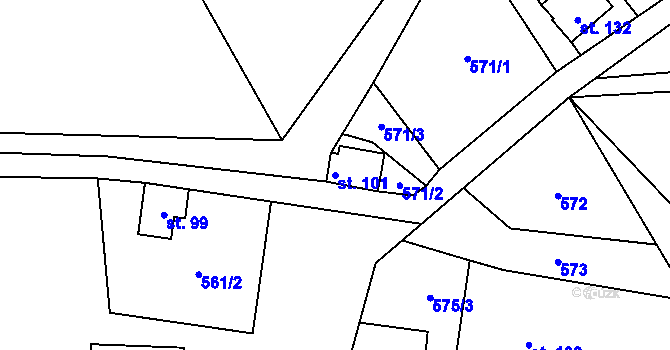 Parcela st. 101 v KÚ České Milovy, Katastrální mapa