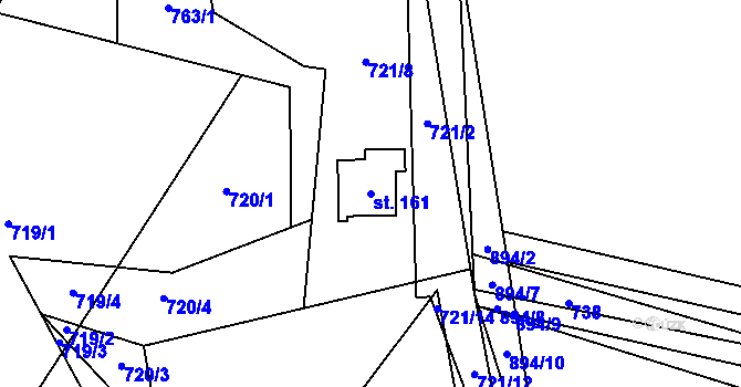 Parcela st. 161 v KÚ České Milovy, Katastrální mapa