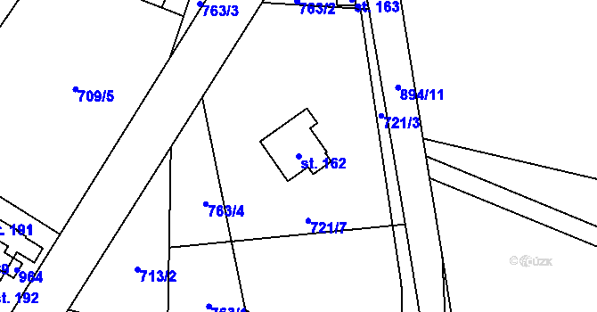 Parcela st. 162 v KÚ České Milovy, Katastrální mapa