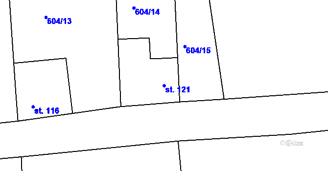 Parcela st. 121 v KÚ Milý, Katastrální mapa