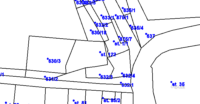 Parcela st. 122 v KÚ Milý, Katastrální mapa