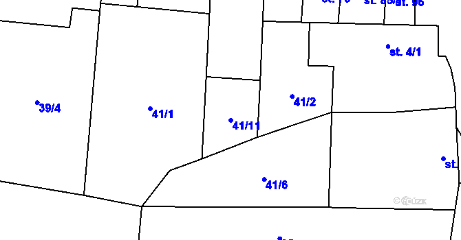 Parcela st. 41/11 v KÚ Milý, Katastrální mapa