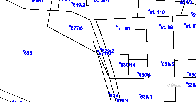 Parcela st. 577/6 v KÚ Milý, Katastrální mapa