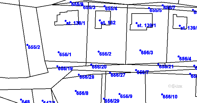 Parcela st. 656/2 v KÚ Milý, Katastrální mapa