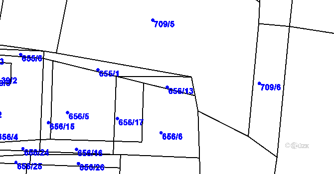 Parcela st. 656/13 v KÚ Milý, Katastrální mapa