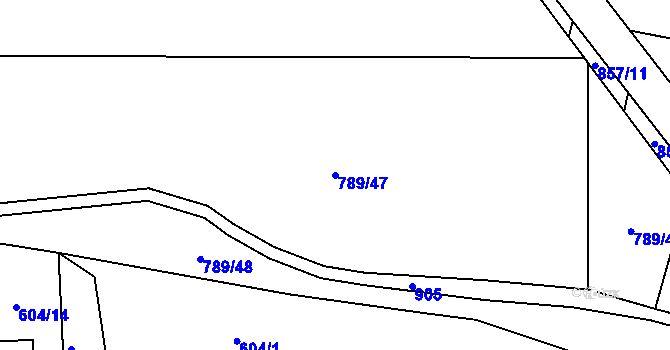 Parcela st. 789/47 v KÚ Milý, Katastrální mapa