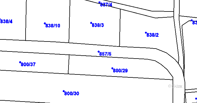 Parcela st. 857/5 v KÚ Milý, Katastrální mapa