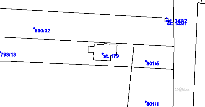 Parcela st. 179 v KÚ Milý, Katastrální mapa