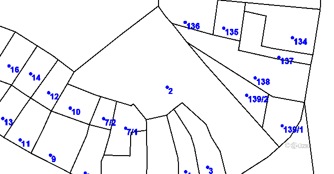 Parcela st. 2 v KÚ Mimoň, Katastrální mapa