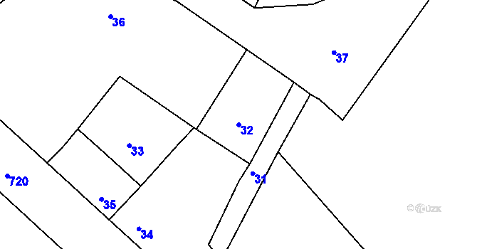 Parcela st. 32 v KÚ Mimoň, Katastrální mapa