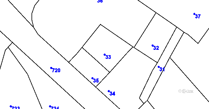 Parcela st. 33 v KÚ Mimoň, Katastrální mapa