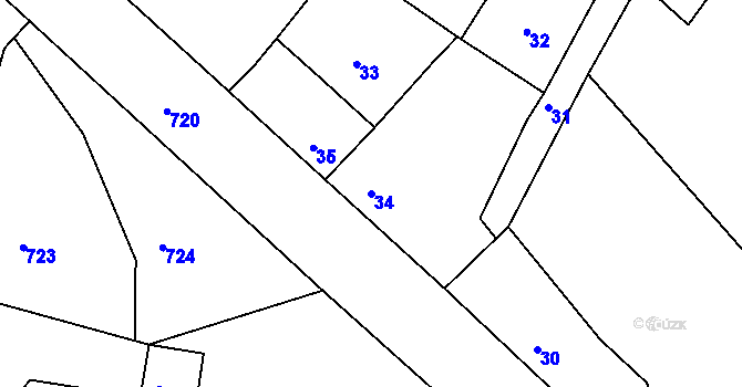 Parcela st. 34 v KÚ Mimoň, Katastrální mapa