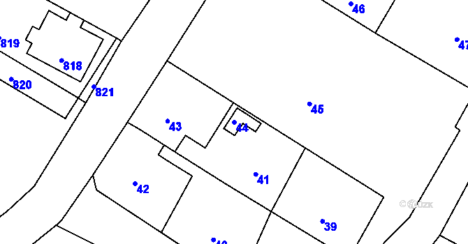 Parcela st. 44 v KÚ Mimoň, Katastrální mapa