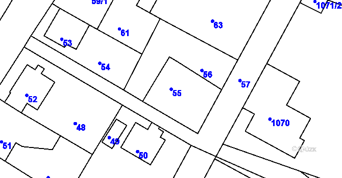 Parcela st. 55 v KÚ Mimoň, Katastrální mapa