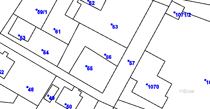 Parcela st. 56 v KÚ Mimoň, Katastrální mapa