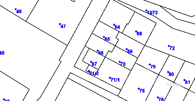 Parcela st. 66 v KÚ Mimoň, Katastrální mapa