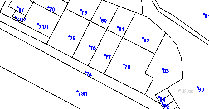 Parcela st. 77 v KÚ Mimoň, Katastrální mapa