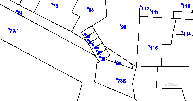 Parcela st. 87 v KÚ Mimoň, Katastrální mapa