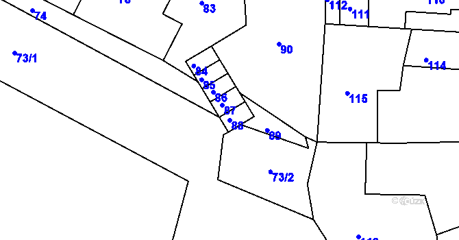 Parcela st. 88 v KÚ Mimoň, Katastrální mapa