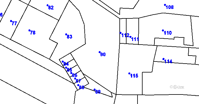 Parcela st. 90 v KÚ Mimoň, Katastrální mapa