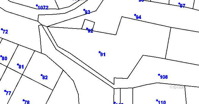 Parcela st. 91 v KÚ Mimoň, Katastrální mapa