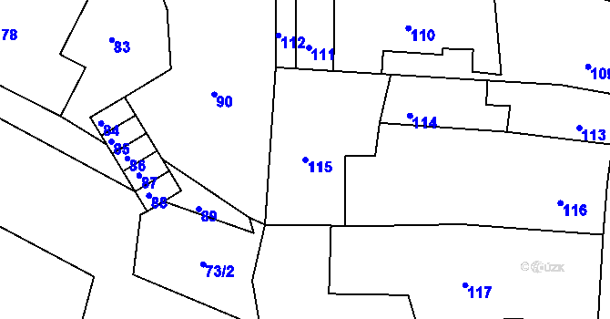 Parcela st. 115 v KÚ Mimoň, Katastrální mapa