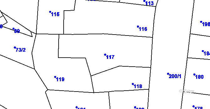 Parcela st. 117 v KÚ Mimoň, Katastrální mapa
