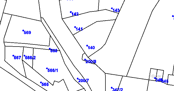 Parcela st. 140 v KÚ Mimoň, Katastrální mapa