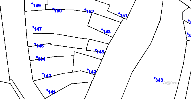 Parcela st. 145 v KÚ Mimoň, Katastrální mapa