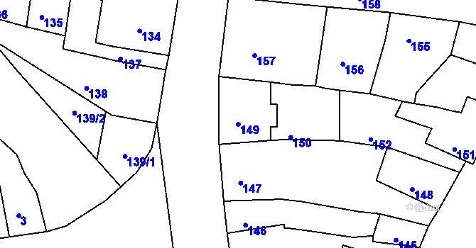 Parcela st. 149 v KÚ Mimoň, Katastrální mapa