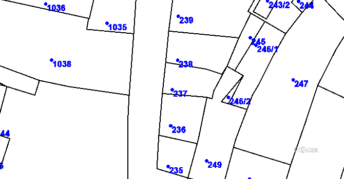 Parcela st. 237 v KÚ Mimoň, Katastrální mapa