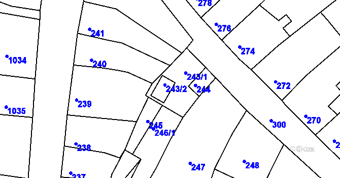 Parcela st. 243 v KÚ Mimoň, Katastrální mapa