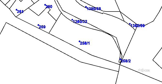 Parcela st. 258 v KÚ Mimoň, Katastrální mapa