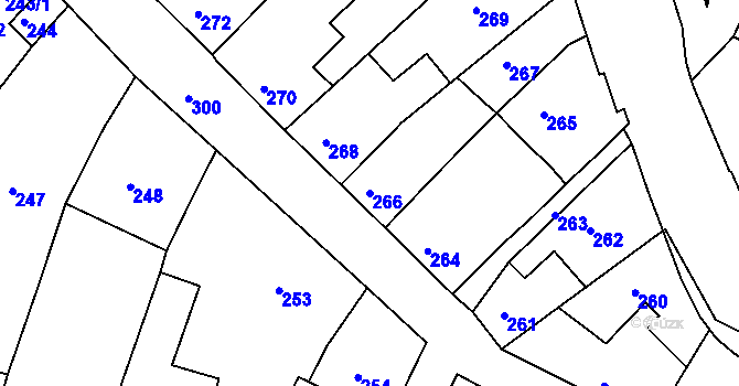 Parcela st. 266 v KÚ Mimoň, Katastrální mapa