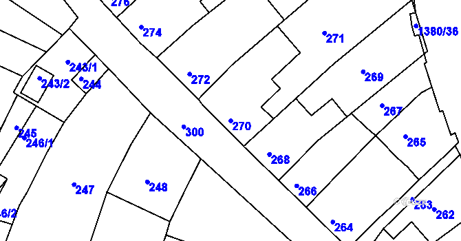 Parcela st. 270 v KÚ Mimoň, Katastrální mapa