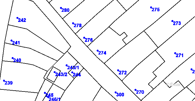 Parcela st. 274 v KÚ Mimoň, Katastrální mapa
