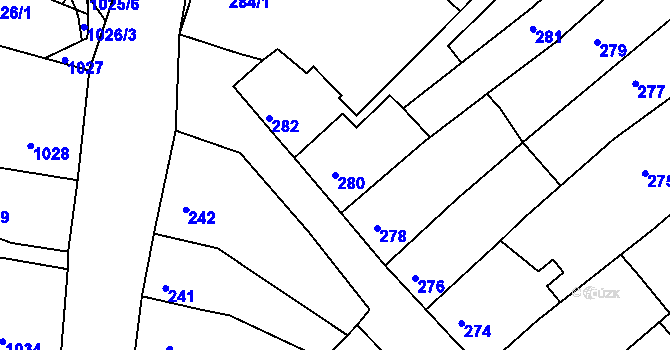 Parcela st. 280 v KÚ Mimoň, Katastrální mapa