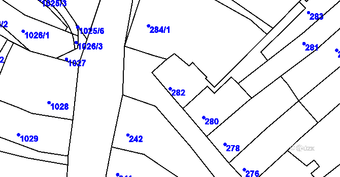 Parcela st. 282 v KÚ Mimoň, Katastrální mapa