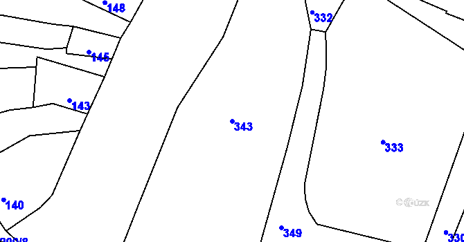 Parcela st. 343 v KÚ Mimoň, Katastrální mapa