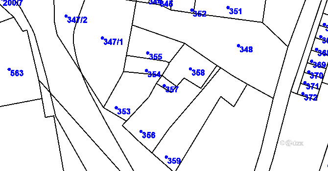 Parcela st. 357 v KÚ Mimoň, Katastrální mapa