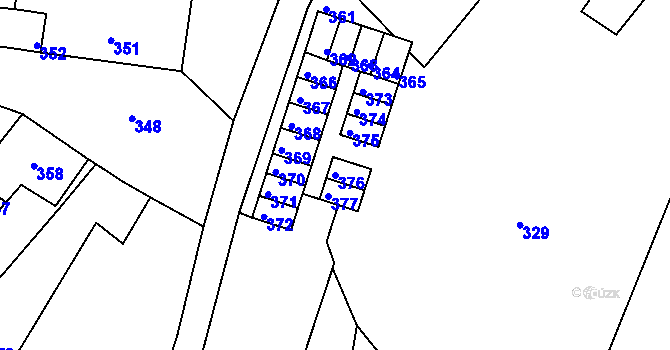Parcela st. 376 v KÚ Mimoň, Katastrální mapa