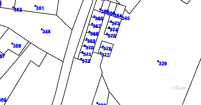 Parcela st. 377 v KÚ Mimoň, Katastrální mapa