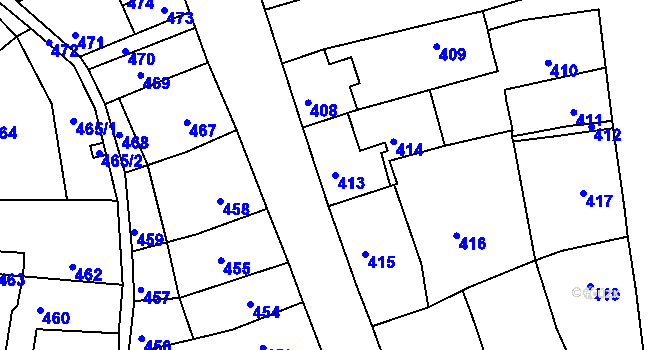 Parcela st. 413 v KÚ Mimoň, Katastrální mapa