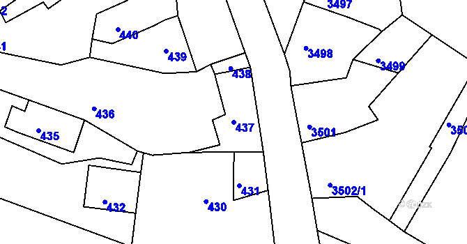 Parcela st. 437 v KÚ Mimoň, Katastrální mapa