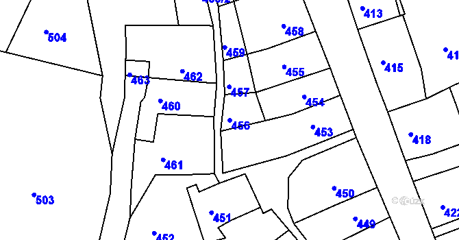Parcela st. 456 v KÚ Mimoň, Katastrální mapa