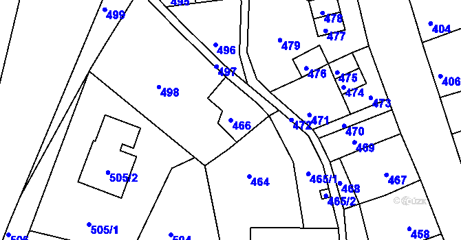 Parcela st. 466 v KÚ Mimoň, Katastrální mapa