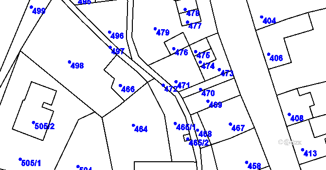 Parcela st. 472 v KÚ Mimoň, Katastrální mapa