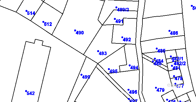 Parcela st. 493 v KÚ Mimoň, Katastrální mapa