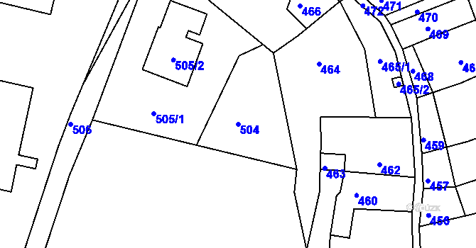 Parcela st. 504 v KÚ Mimoň, Katastrální mapa